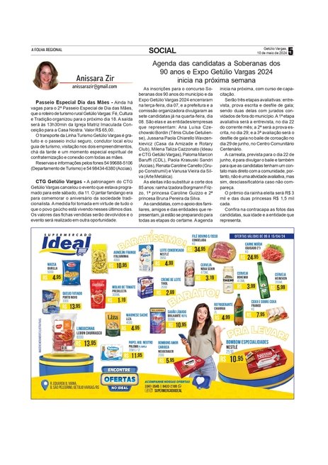 SOCIAL - ANISSARA ZIR / Especial DIA DAS Mães - Coluna da edição do dia 10 de maio de 2024.