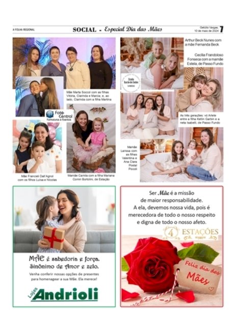 SOCIAL - ANISSARA ZIR / Especial DIA DAS Mães - Coluna da edição do dia 10 de maio de 2024.