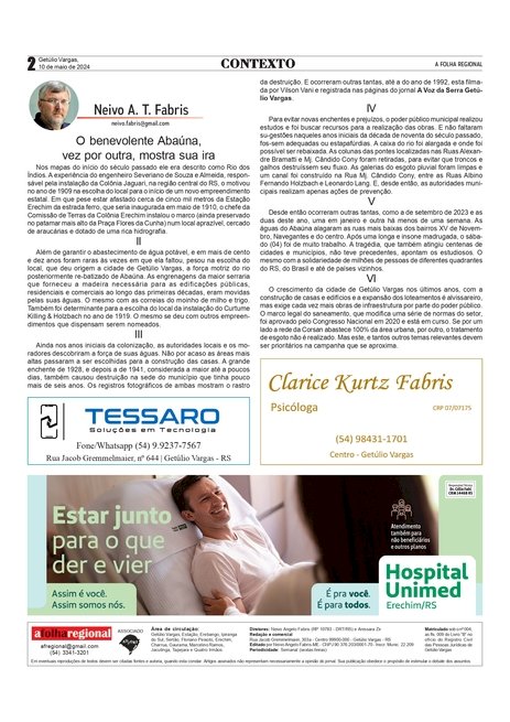 O benevolente Abaúna, vez por outra, mostra sua ira - Contexto / Coluna da edição do dia 10 de maio de 2024. Neivo A T Fabris