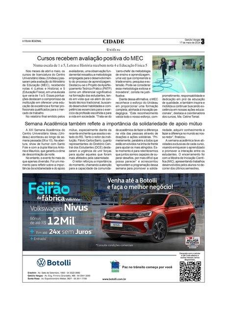 Unideau - Cursos recebem avaliação positiva do MEC