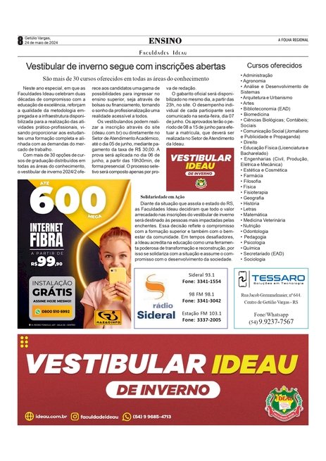 Faculdades Ideau - Vestibular de inverno segue com inscrições abertas