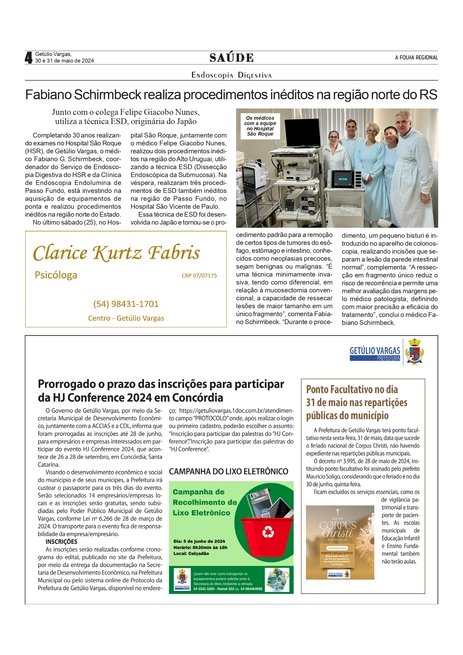 Endoscopia Digestiva - Fabiano Schirmbeck realiza procedimentos inéditos na região norte do RS