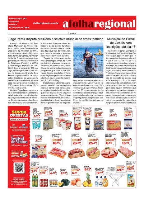 Tiago Perez disputa brasileiro e seletiva mundial de cross triathlon /  Municipal de Futsal de Getúlio com inscrições até dia 18