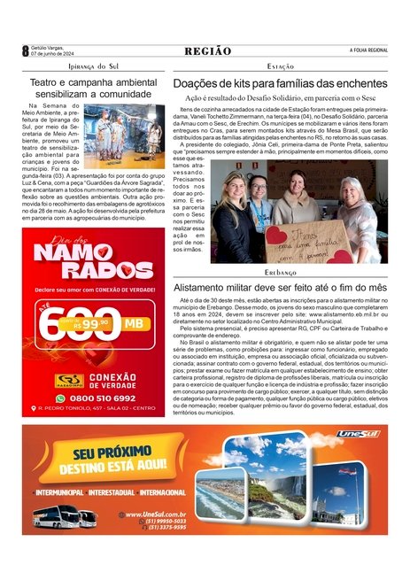 Notícias de Estação, Ipiranga do Sul e Erebango.