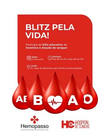 Hemopasso e HCPF realizam Blitz pela Vida no Dia Mundial do Doador de Sangue