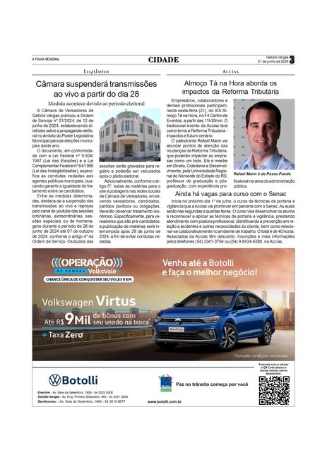 Câmara suspenderá transmissões ao vivo a partir do dia 28 /  Accias - Almoço Tá na Hora aborda os impactos da Reforma Tributária