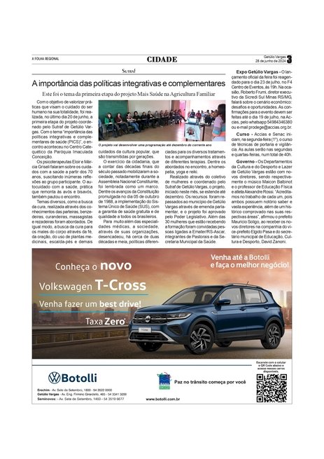 Sutraf - A importância das políticas integrativas e complementares /  Expo Getúlio Vargas /  Curso / Governo Municipal.