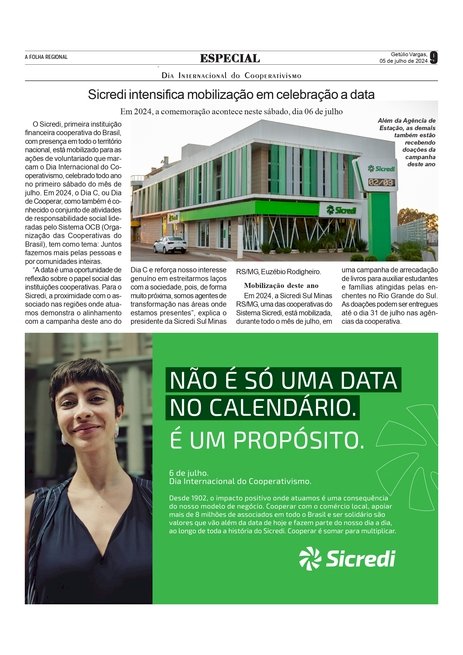 ESPECIAL DIA INTERNACIONAL DO COOPERATIVISMO - Sicredi intensifica mobilização em celebração a data