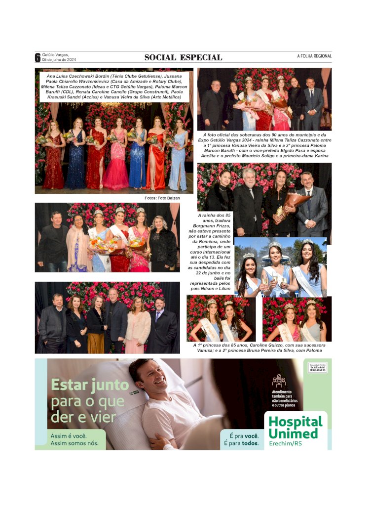 Coluna Social - Anissara Zir / Alguns registros do baile de coroação das Soberanas dos 90 anos do município e da Expo Getúlio Vargas 2024
