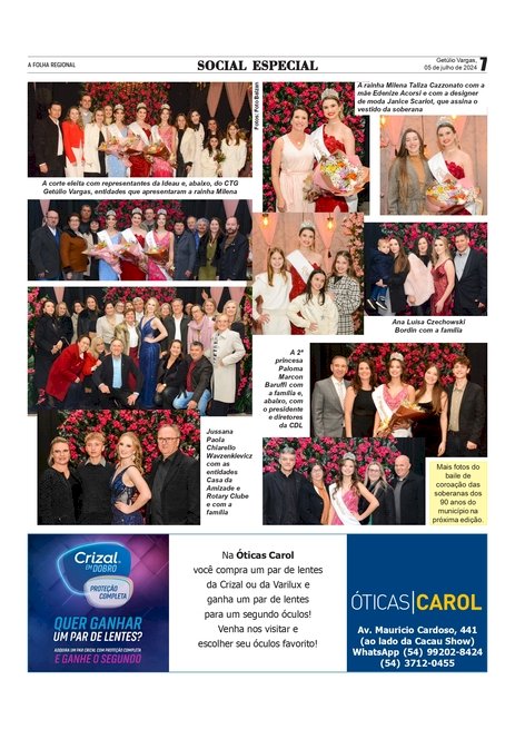 Coluna Social - Anissara Zir / Alguns registros do baile de coroação das Soberanas dos 90 anos do município e da Expo Getúlio Vargas 2024