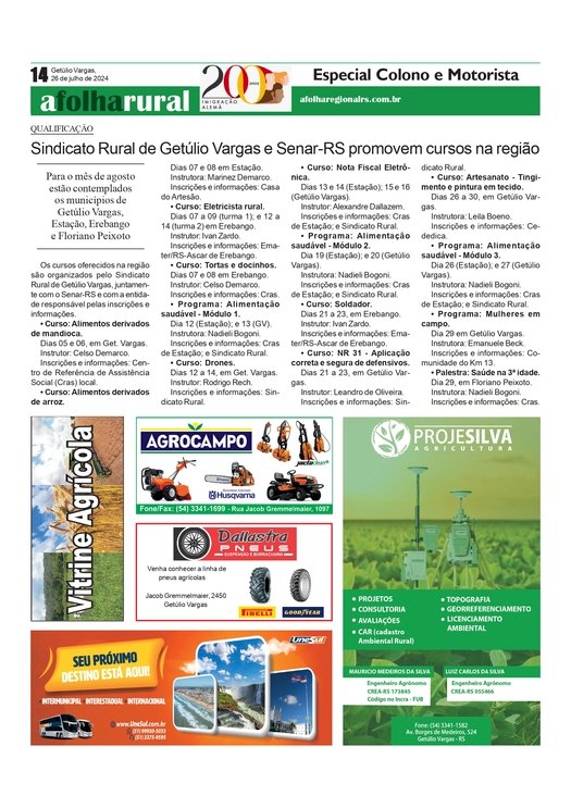 Sindicato Rural de Getúlio Vargas e Senar-RS promovem cursos na região
