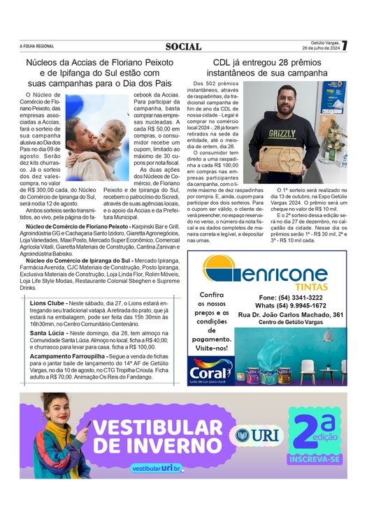Coluna Social, por Anissara Zir / Edição de 26 de julho de 2024