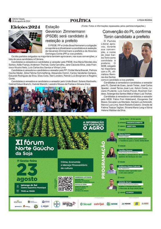 Eleições 2024 - Convenções partidárias no município de Estação