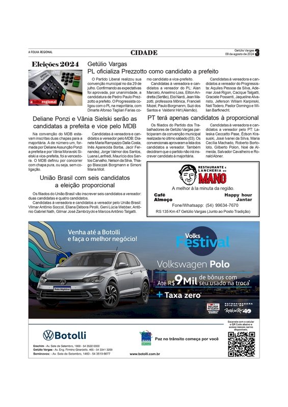 Eleições 2024 – As convenções partidárias em Getúlio Vargas