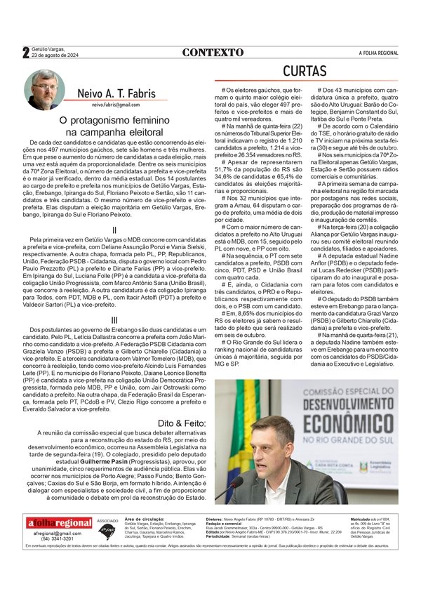 O protagonismo feminino nas eleições municipais / Coluna Contexto - por Neivo A  T Fabris
