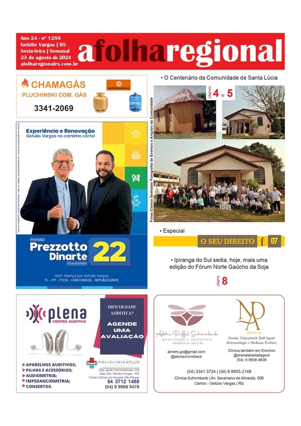 A FOLHA REGIONAL - Ano 24, Nº 1280. Getúlio Vargas RS, 23 de agosto de 2024.