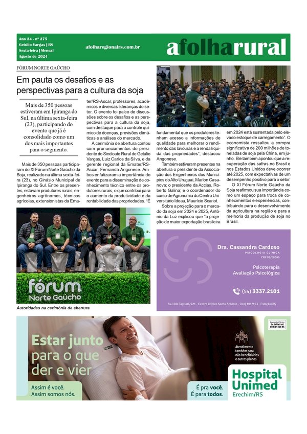 Fórum Norte Gaúcho - Em pauta os desafios e as perspectivas para a cultura da soja