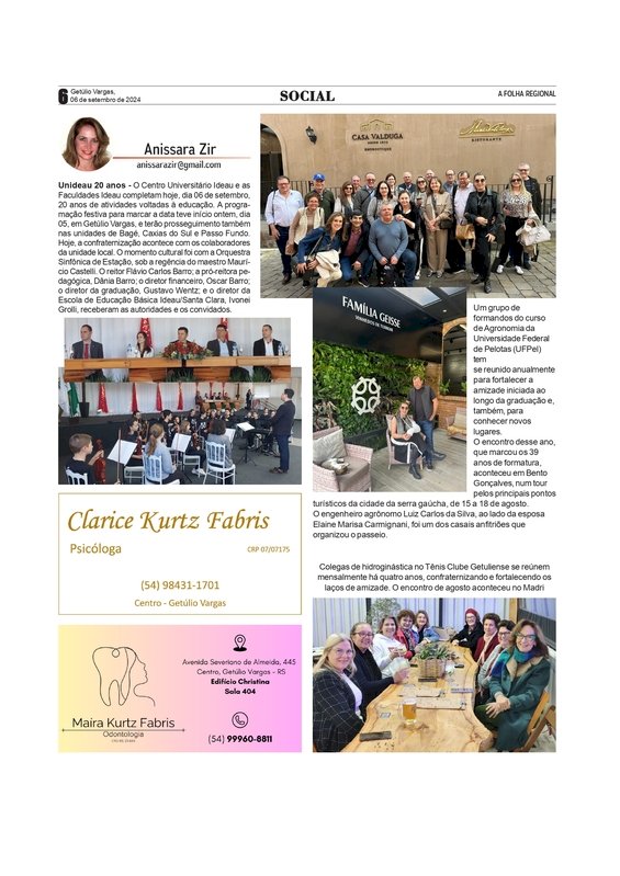 COLUNA SOCIAL - Por Anissara Zir / Edição do dia 06 de setembro de 2024.