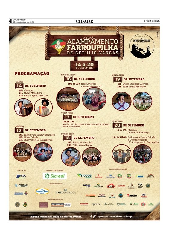 Acampamento Farroupilha -  Escolas agendam participação nas oficinas e palestras /