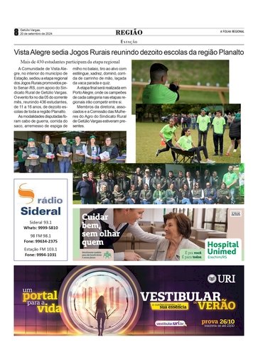 Estação - Vista Alegre sedia Jogos Rurais reunindo dezoito escolas da região Planalto