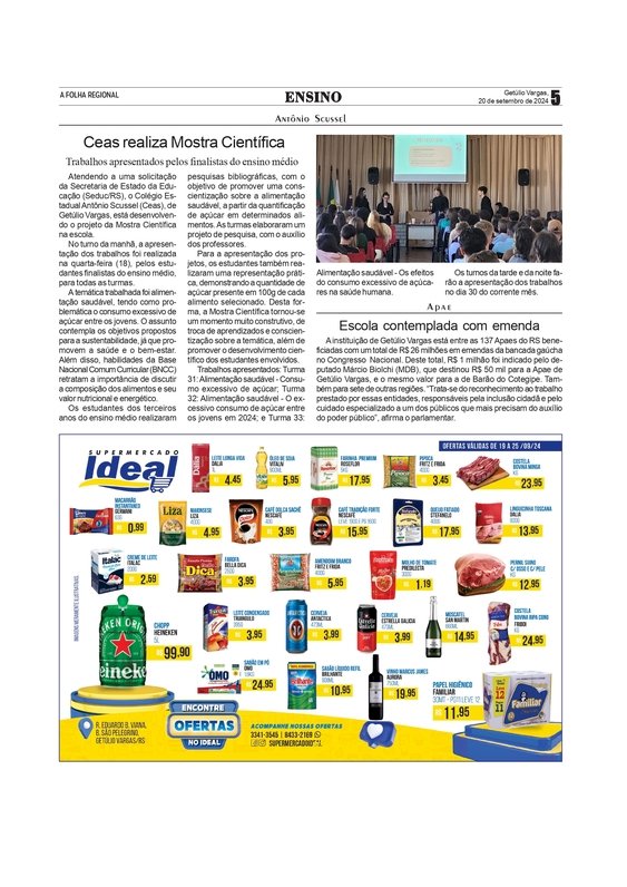 Ceas realiza Mostra Científica /  Apae - Escola contemplada com emenda