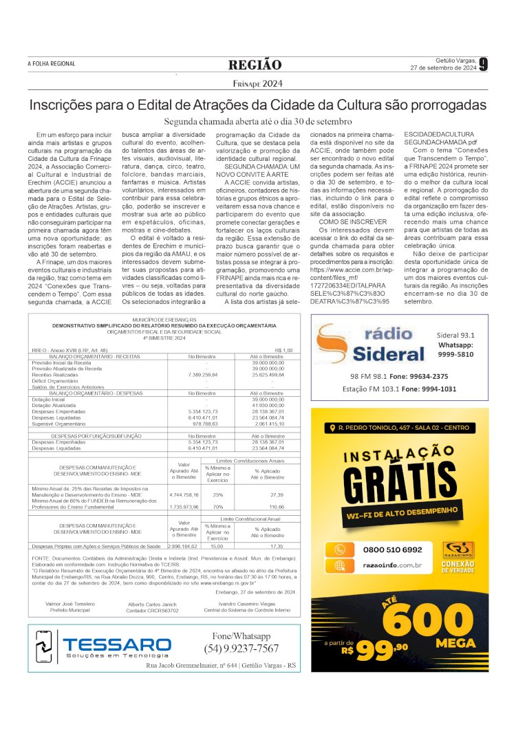 Frinape 2024 - Inscrições para o Edital de Atrações da Cidade da Cultura são prorrogadas