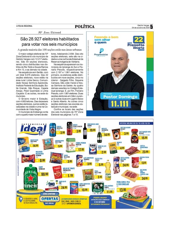 70ª Zona Eleitoral - São 28.927 eleitores habilitados para votar nos seis municípios