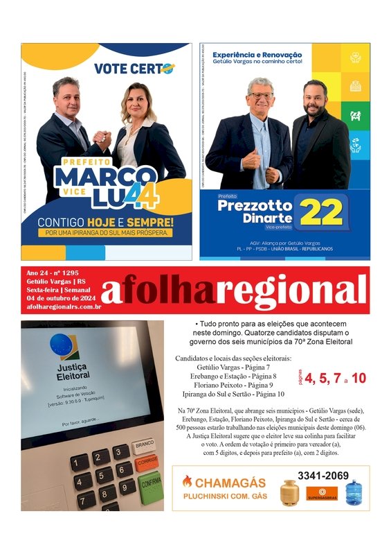 A Folha Regional - Ano 24, nº 1295. Getúlio Vargas RS, 04 de outubro de 2024.