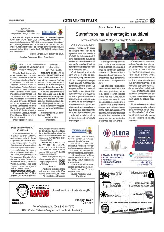 Sutraf trabalha alimentação saudável