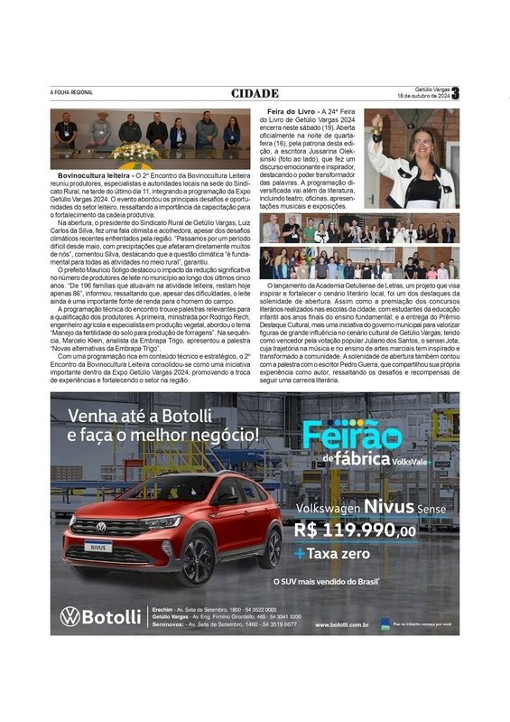 2º Encontro da Bovinocultura Leiteira / 24º Feira do Livro de Getúlio Vargas