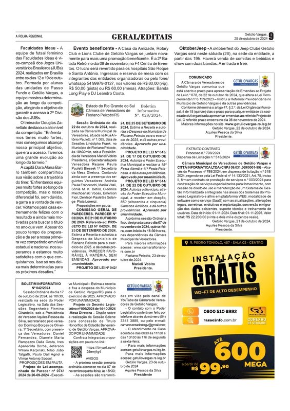 Jeep Clube de Getúlio Vargas promove sua Oktober / Vem ai a 2ª Balada Retrô / Faculdades Ideau são vice-campeãs nos JUBs 2024
