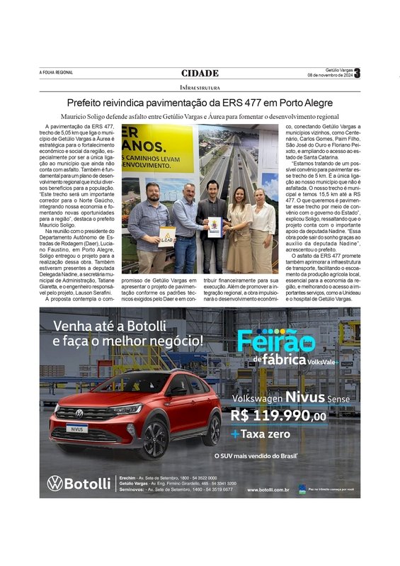 Prefeito reivindica pavimentação da ERS 477 em Porto Alegre