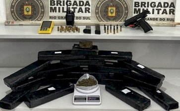 BM apreende 12 quilos de maconha, pistola e munições em Erechim