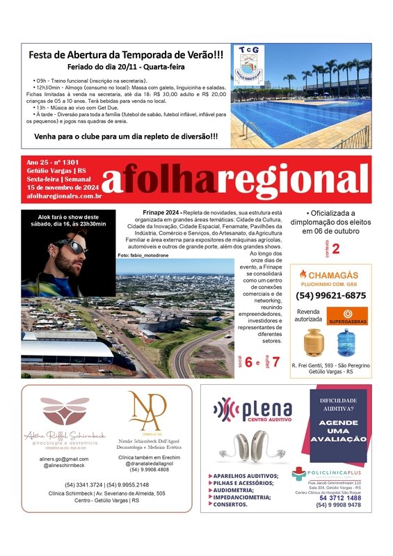 A Folha Regional. Ano 25, nº 1301; Getúlio Vargas RS, 15 de novembro de 2024.