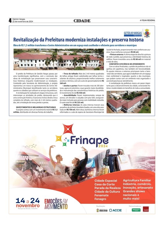 Getúlio Vargas - Revitalização da Prefeitura moderniza instalações e preserva história