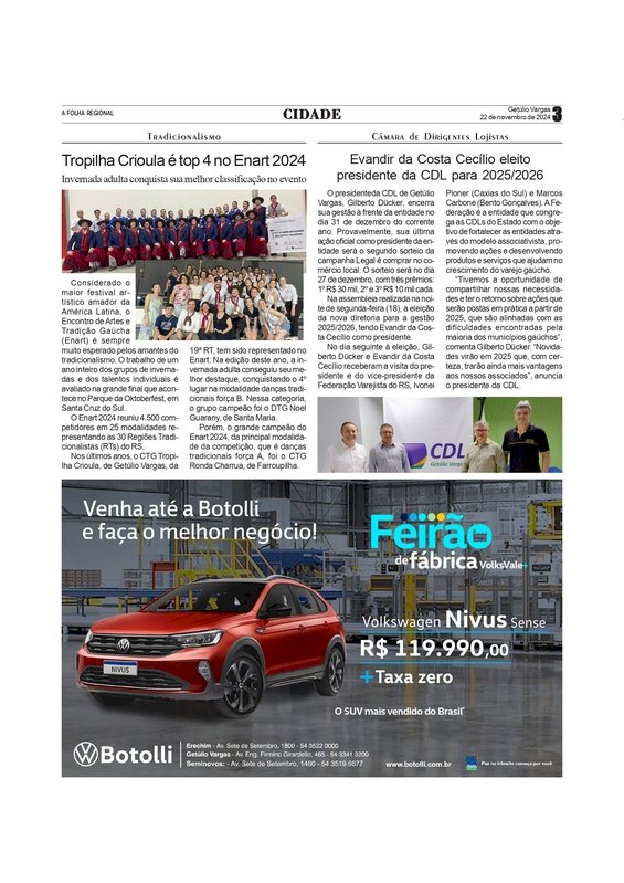 Tropilha Crioula é top 4 no Enart 2024 /  Evandir da Costa Cecílio eleito presidente da CDL