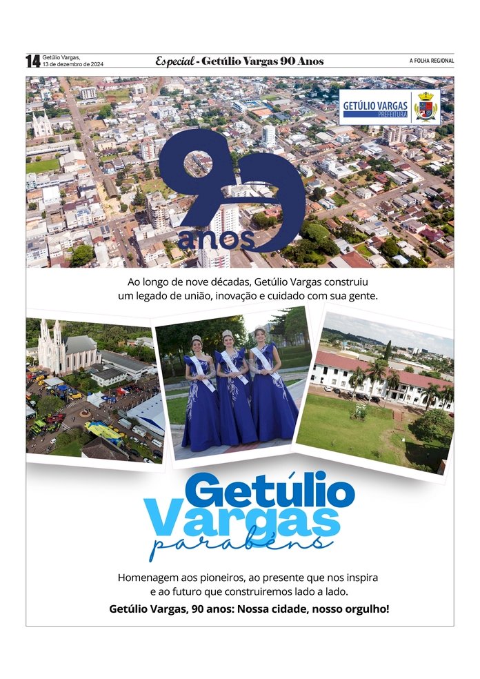 Getúlio Vargas 90 Anos - Mensagem do Poder Executivo Municipal.
