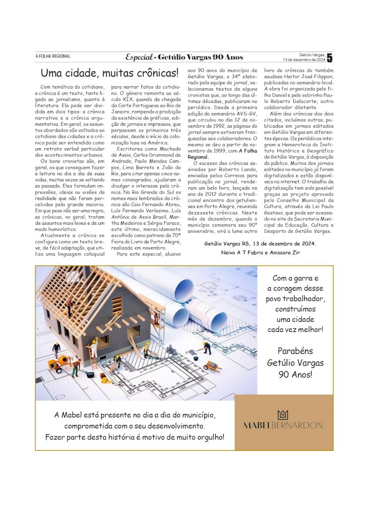 Getúlio Vargas 90 Anos – EDITORIAL - Uma cidade, muitas crônicas!