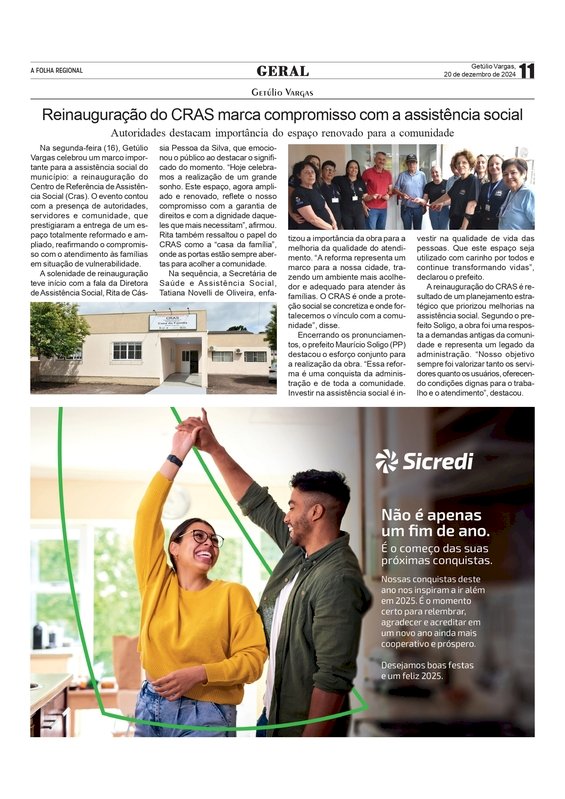 Reinauguração do CRAS de Getúlio Vargas  marca compromisso com a assistência social