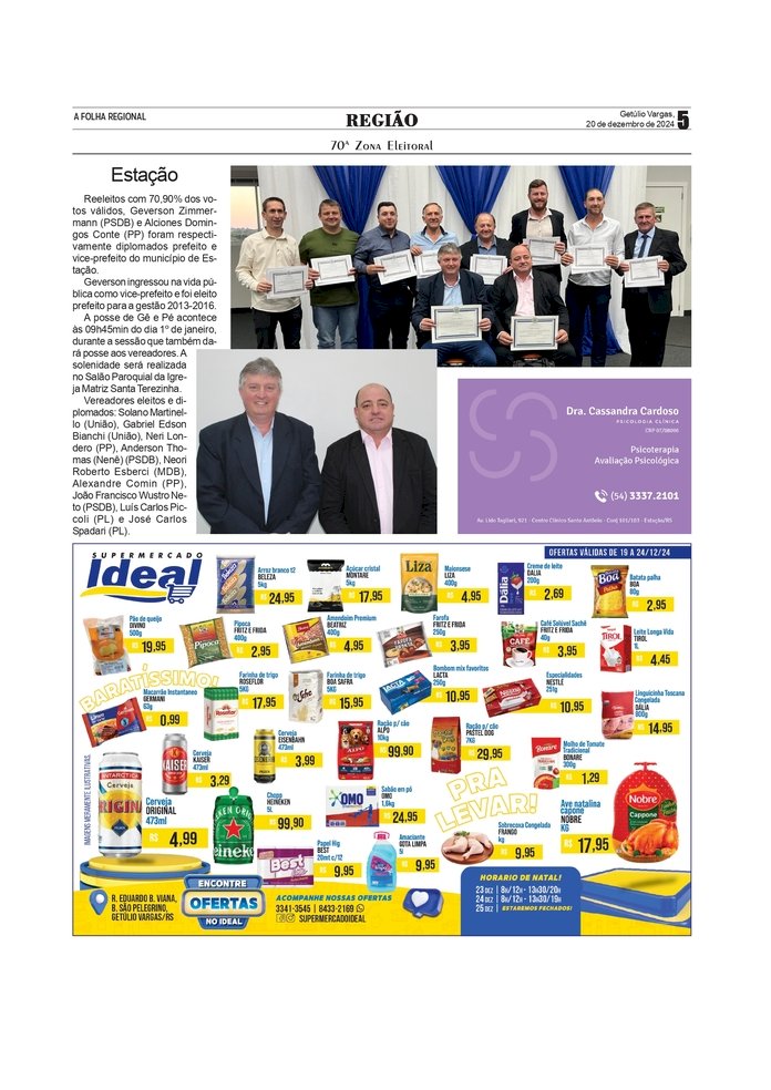 Diplomação dos eleitos em Estação