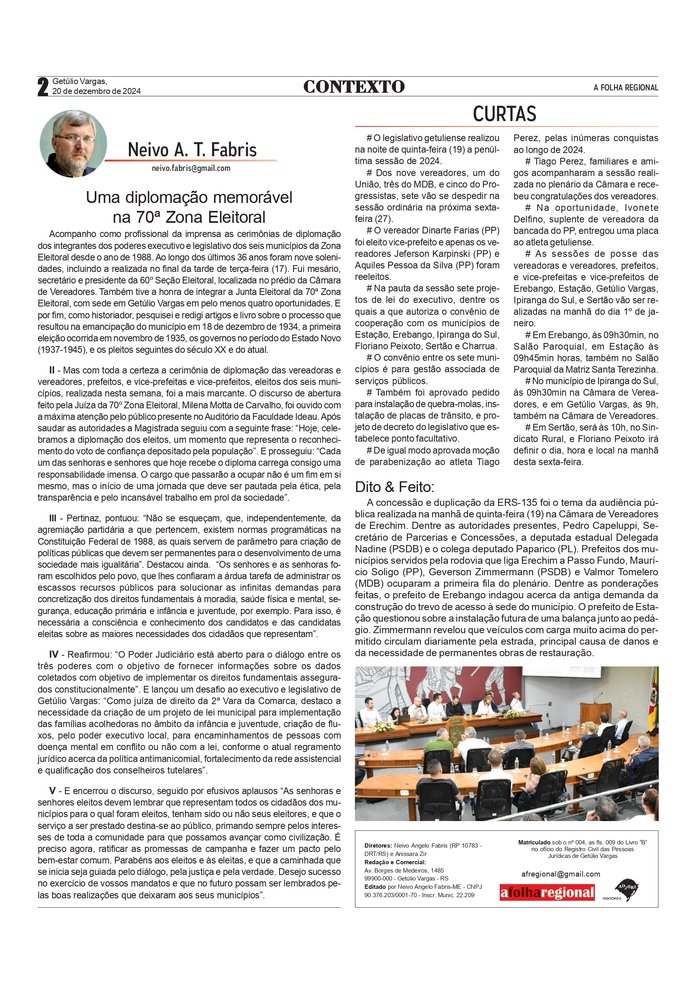 Memorável – Contexto, por Neivo A T Fabris / Edição de 20/12/2024.