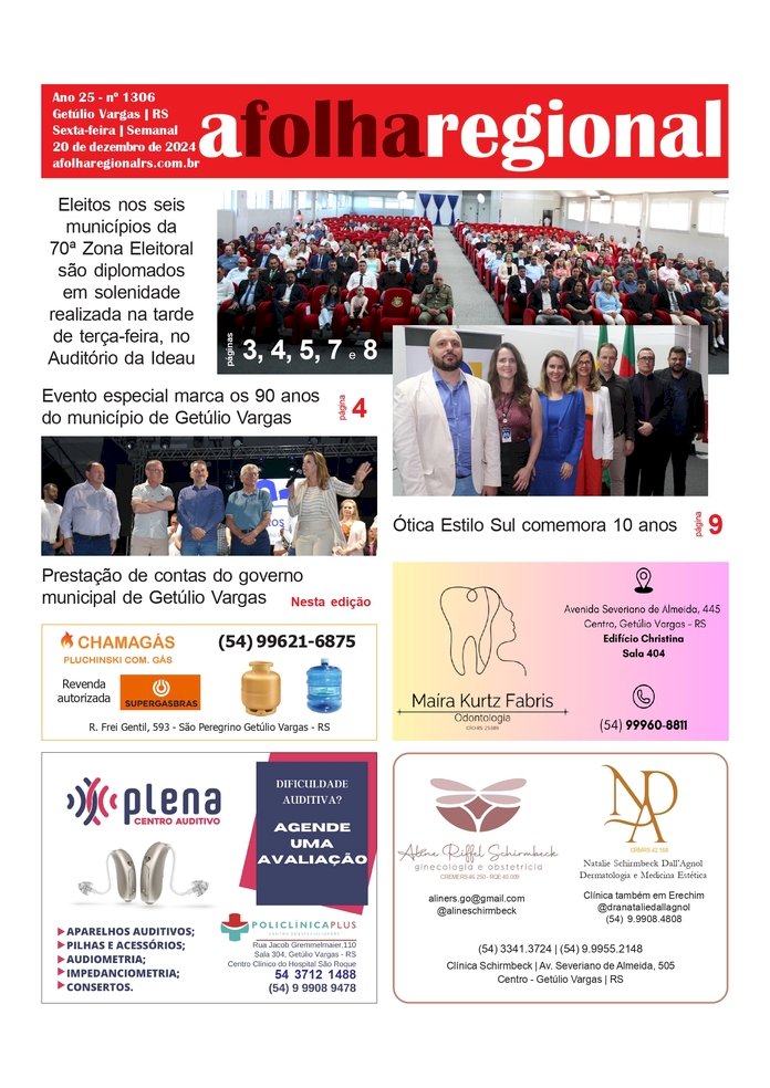 A Folha Regional - Ano 25, Nº 1.306. Getúlio Vargas RS, 20/12/2024