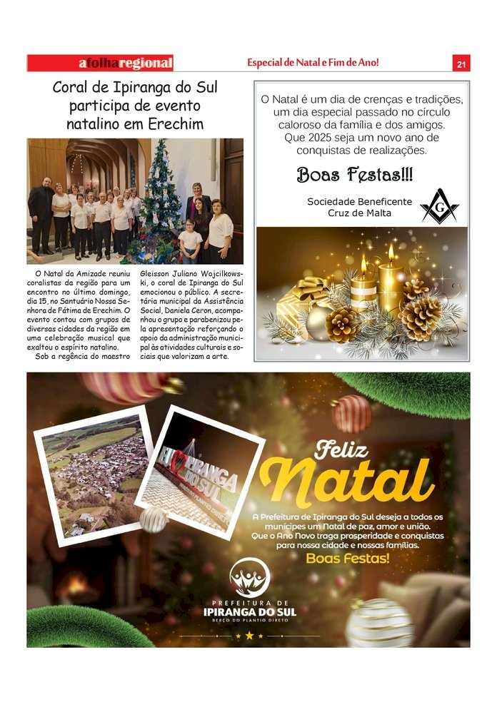 especial natal 2024 - Coral de Ipiranga do Sul participa de evento natalino em Erechim