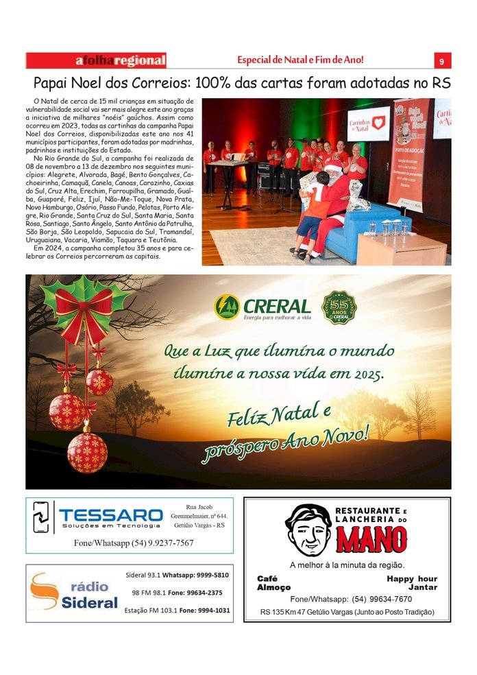 ESPECIAL NATAL 2024 - Papai Noel dos Correios: 100 por cento das cartas foram adotadas no RS