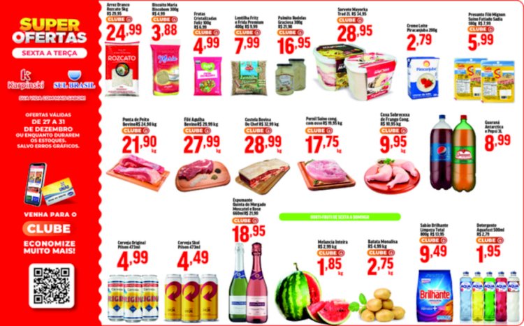 Super Ofertas Karpinski e Sul Brasil - de sexta-feira (27) a terça-feira (31/12/2024).