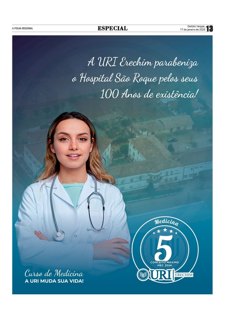 Mensagem da URI Erechim alusiva aos 100 Anos do HSR.