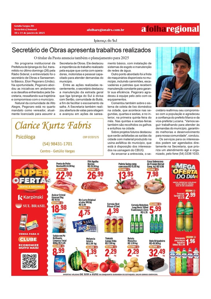 Secretário de Obras de Ipiranga do Sul apresenta trabalhos realizados