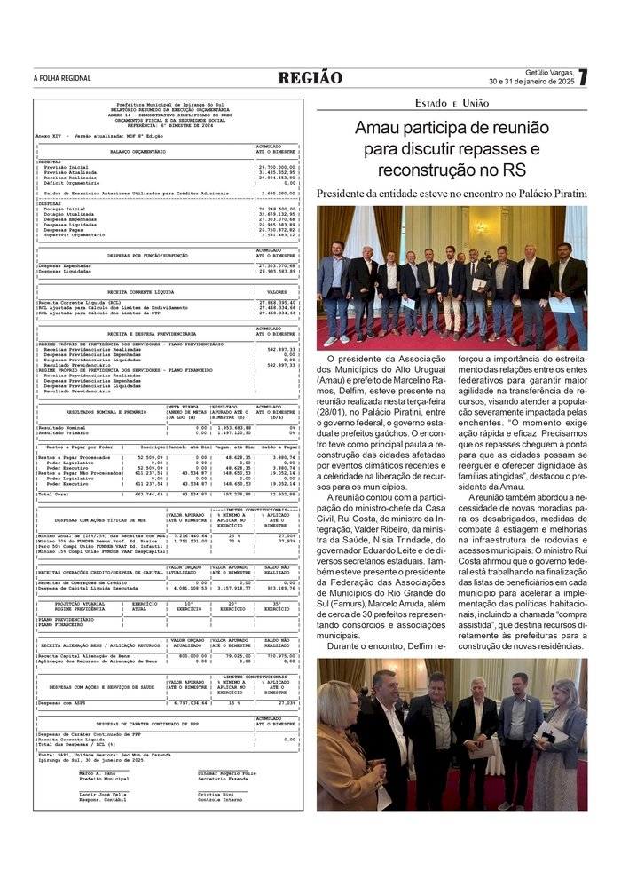 Amau participa de reunião para discutir repasses e reconstrução no RS