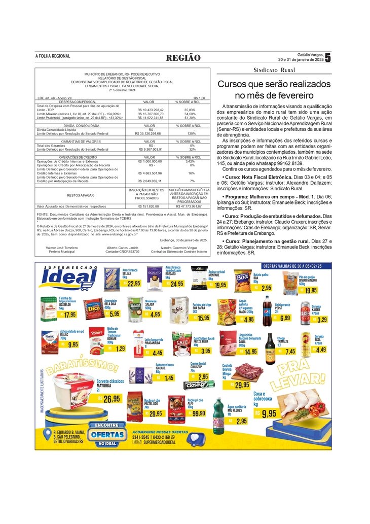 Agenda de cursos do Sindicato Rural de Getúlio Vargas