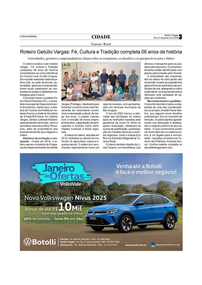 Roteiro Getúlio Vargas: Fé, Cultura e Tradição completa 06 anos de história